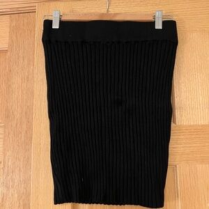 Garage Black Ribbed Short Pencil Skirt